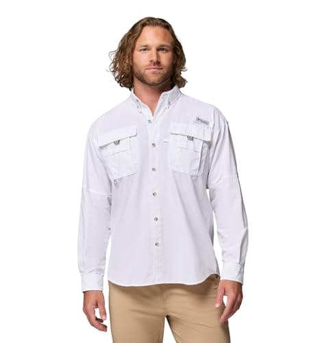 Columbia PFG Bahama II - Camisa de Manga Larga para Hombre, Blanco, 3XG