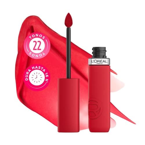 L’Oréal Paris Infaillible Le Matte Resistance Labial Líquido de Larga Duración por 16H, a Prueba de Agua, Color Intenso, con Ácido Hialurónico, Tono French Kiss