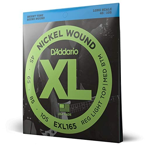 D'Addario | XL Nickel | Cuerdas para Bajo Eléctrico | Calibre Especial Ligero, 45-105 | Escala Larga | Níquel-acero | EXL165