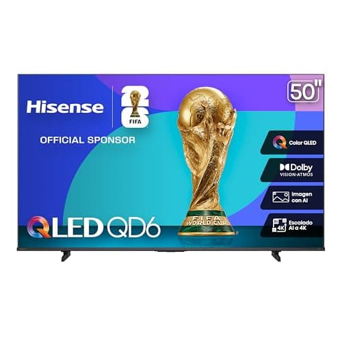Hisense Television QD6QFM (Modelo 2025) Pantalla 50 Pulgadas,QLED Smart Fire TV UHD 4K,Control Remoto por Voz con Alexa,Escalado AI a 4K,Dolby Vision Atmos, Modo de Juego Plus