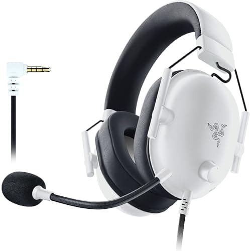 Razer BlackShark V2 X Auriculares para Juegos: Sonido Envolvente 7.1 - Controladores de 50 mm - para PC, Mac, PS4, PS5, Switch, Xbox One, Xbox Series X|S, Móvil - Conector de Audio de 3.5 mm - Blanco