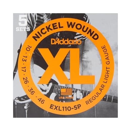 D'Addario Cuerdas para guitarra eléctrica, XL Níquel, EXL110-5P, calibre 10-46, juego de 6 cuerdas, paquete de 5