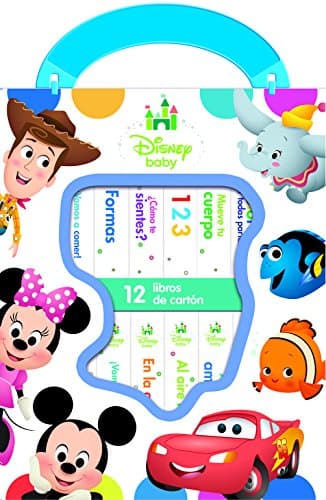 Disney Baby: Mi Primera Biblioteca - 12 Libros De Cartón - Incluye personajes de Mickey Mouse, Toy Story, Bambi, Los Increíbles y Mas! - PI Kids