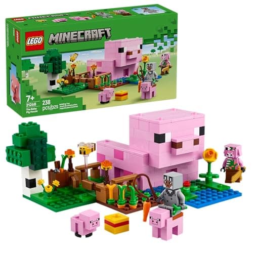 LEGOŸ MinecraftŸ La Casa-Cerdo Bebé Juguete de construcción basado en el Videojuego con un Piglin Zombificado en el bioma Bosque, Regalo para niñas y niños Desde 7 años 21268