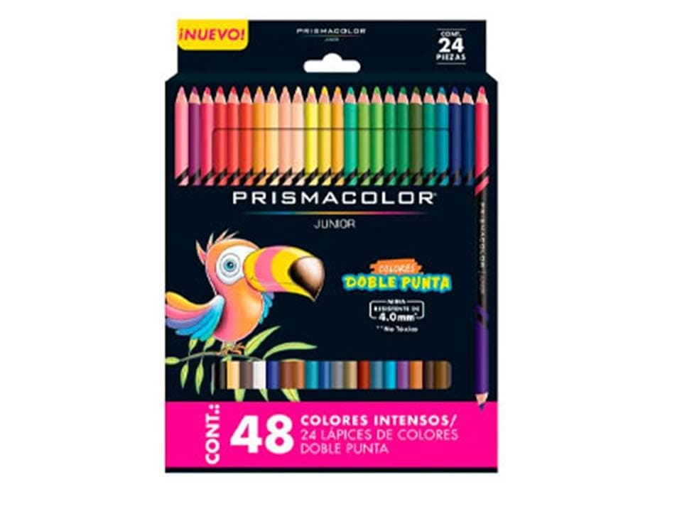 Prismacolor Junior Lápices de Colores, Intensos con Doble Punta, Mina Resistente de 4.0 mm, Colores Surtidos, 24 Piezas